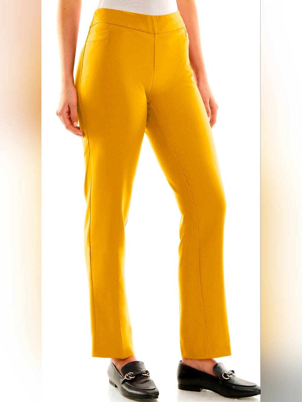 Zac & Rachel Pant Leggings Pull On Stretch Slim Leg Tummy Control Amber Gold 8